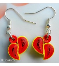 Heart Paper Earrings with Yellow Border